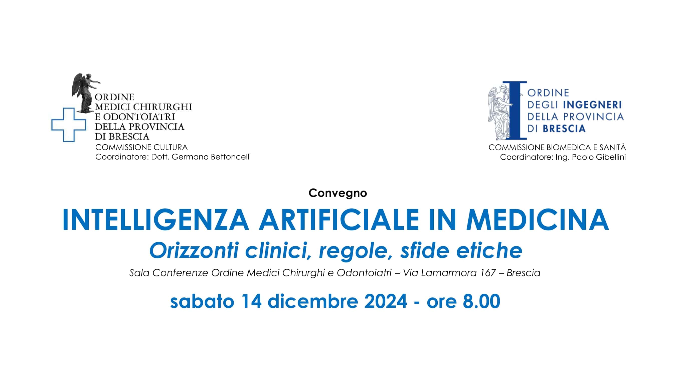 Clicca per accedere all'articolo “Intelligenza artificiale in medicina. Orizzonti clinici, regole, sfide etiche” - Brescia, 14 dicembre 2024